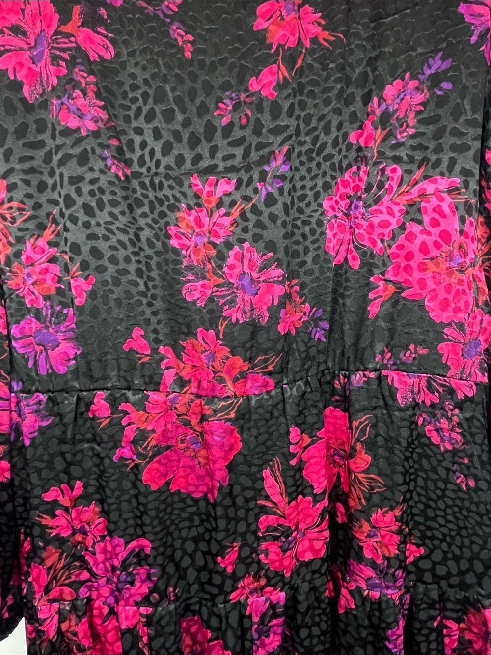 Robbie Bee Floral Faux Wrap Midi Dress Red Black Tie Waist Size 10 - Picture 9 of 14